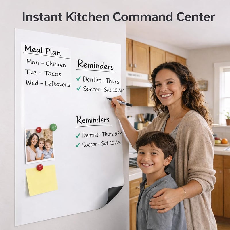 Warasee Magnetic Wall Decal Whiteboard: 24” x 39” Vertical Peel & Stick Dry Erase Board Sticker for Wall | No-Ghosting PET for Kids Learning, Homeschool & Classroom (Magnet-Receptive) - Image 2